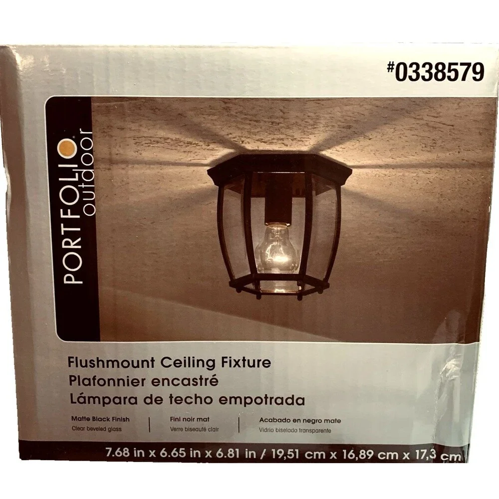 Portfolio Flushmount Ceiling Fixture #0338579 Matte Black Finish New Boxed